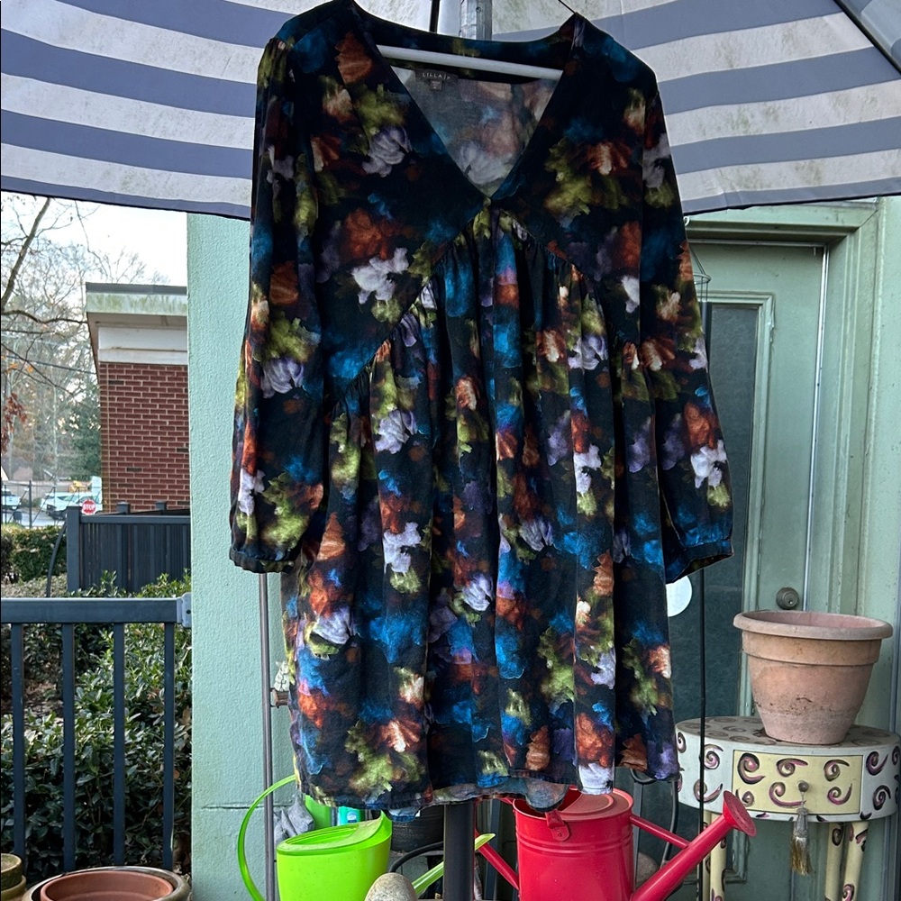 Lilla P Multicolor Floral Long Sleeve Dress